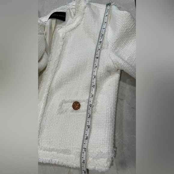 Zara Basic Tweed Cream Jacket. Size L - Picture 7 of 9